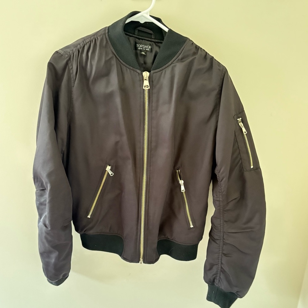 T Classic Stylish Black Topshop Bomber Jacket | Size 6 - Picture 2 of 10